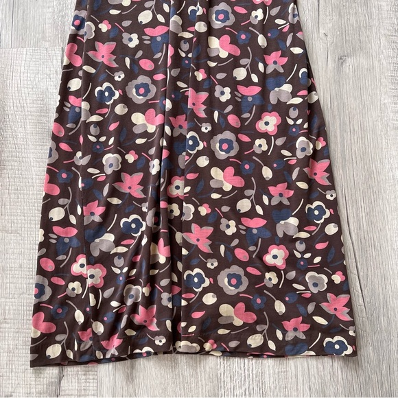 Boden Floral Midid Dress Women's 6 Brown Half Sleeve Stretch V Neck Pink Boho - Picture 3 of 13